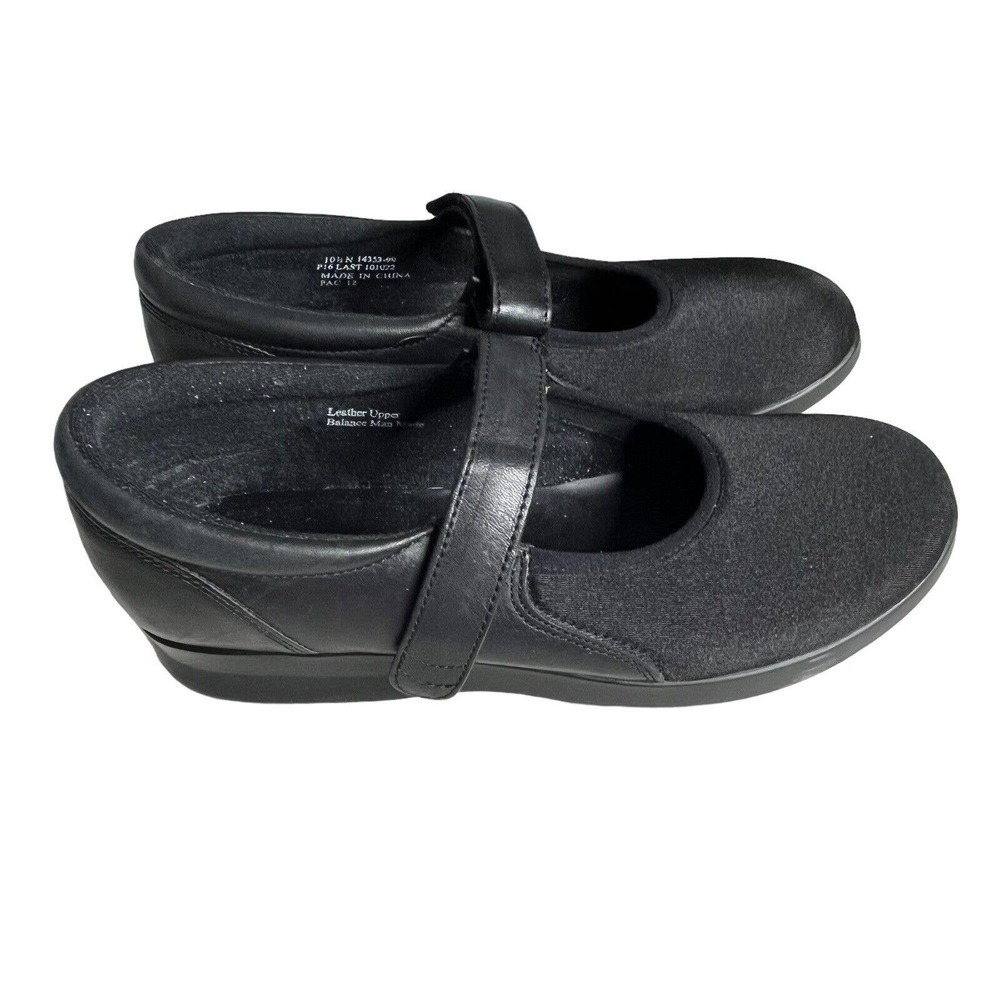 DREW Bloom II Size 10.5 N Leather Mary Jane Comfort Shoes Hook Loop Black